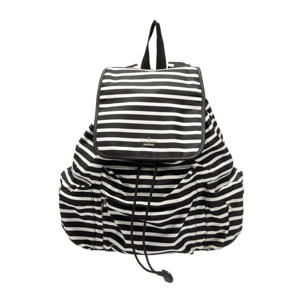 Kate Spade New York Classic Back Pack Black White Stripe Full Size